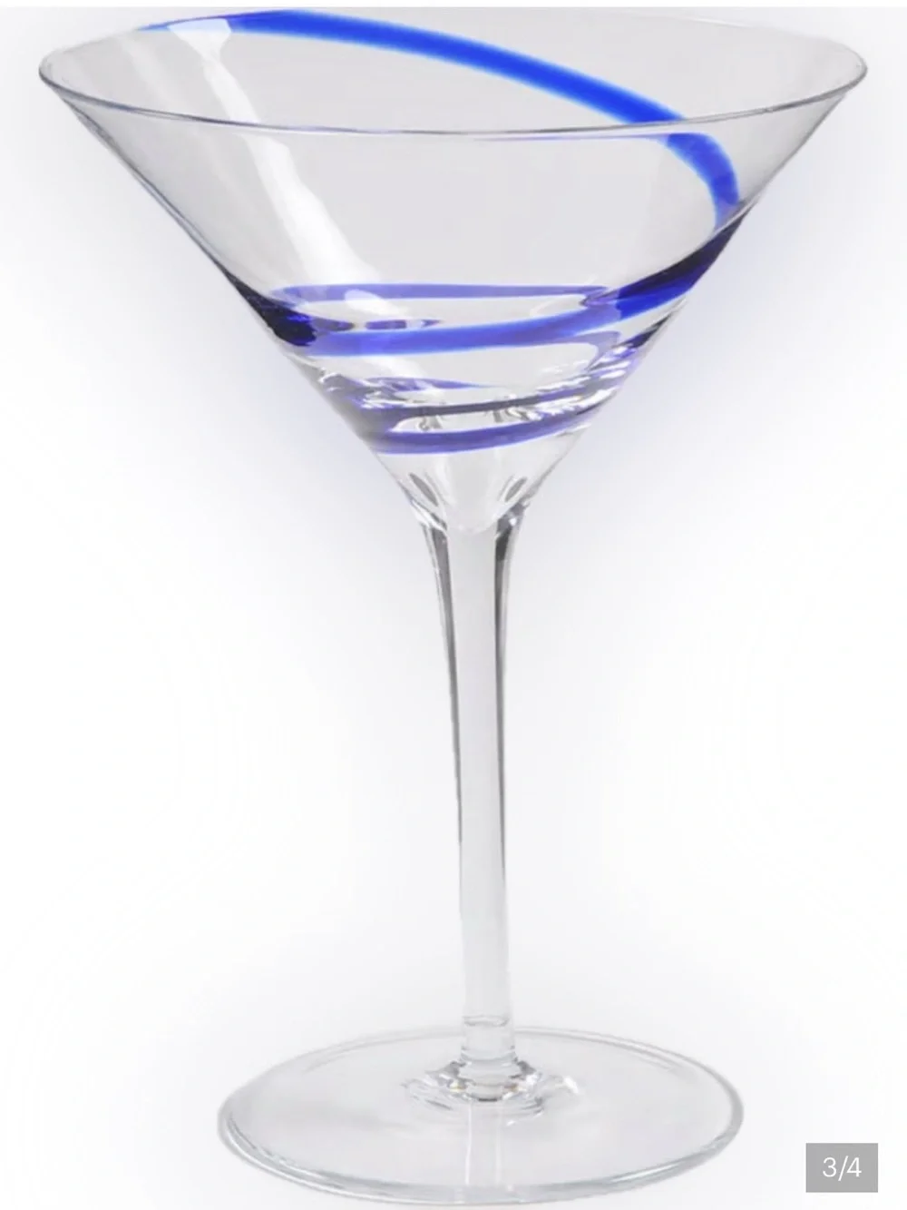 William Yeoward Crystal Blown Glass Bella Blue Martini Glasses
